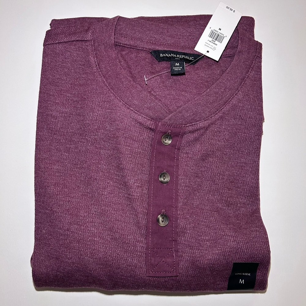 Banana Republic Maroon/Plum Thermal Henley